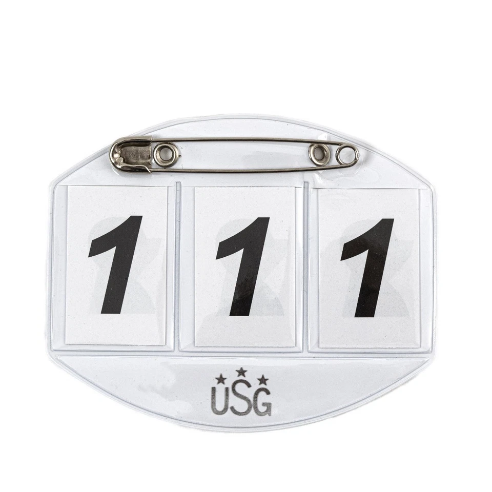 USG Competition Nummer mit Sicherheitsnadel für Schabracke - 3-stellig - weiß - Bild 1 von 1