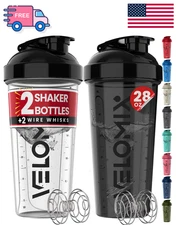 2 Pack 28Oz Protein Shaker Bottles with Wire Whisk Leakproof Shaker Cups