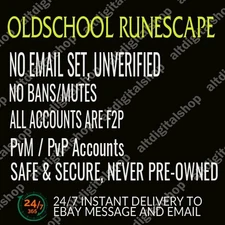 OLDSCHOOL RUNESCAPE ACC ALT OSRS 🔥 Unverified 🔥 24/7 Instant Delivery SAFE 🔥
