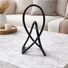 Modern Abstract Black Metal sculpture 17” Minimalist Loop Art Statement Piece
