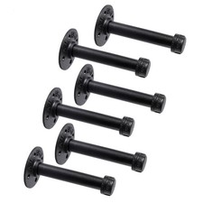 3/4" Industrial Black Iron Pipe Shelf Brackets, Rustic Wall Mounted DIY Shelv...