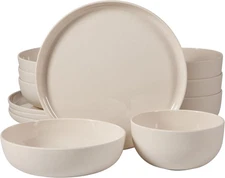 Candy Skies 12 Piece Unbreakable Wheat Straw Melamine Plates and Bowls Dinnerwar