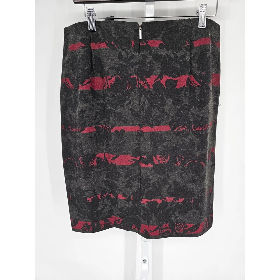 Falda lápiz Grace Elements para mujer talla L hasta la rodilla negra roja estampado floral Foto 3 de 3