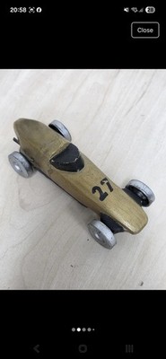 1950s BSA Pinewood Derby Scout Built Wooden Gravity Racer Original BSA Wheels 