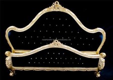 SALE PRICE Charles  French Ornate Gold Bed Crystals  King 5 ft Black Velvet