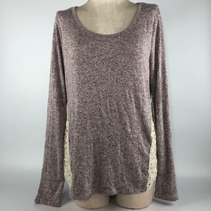 Bongo-Embellished-Open-Knit-Long-Sleeve-Shirt-Womens-Sz-XL-Purple-White-Top