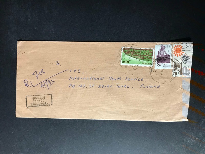 India Registered Cover to Finland City Cancel 1980s-1990s Cover #186