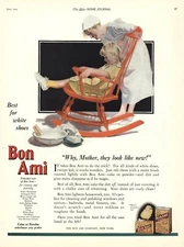 BON AMI CLEANER - VINTAGE ADVERTISEMENT - MOTHER & CHILD - BEST FOR WHITE SHOES