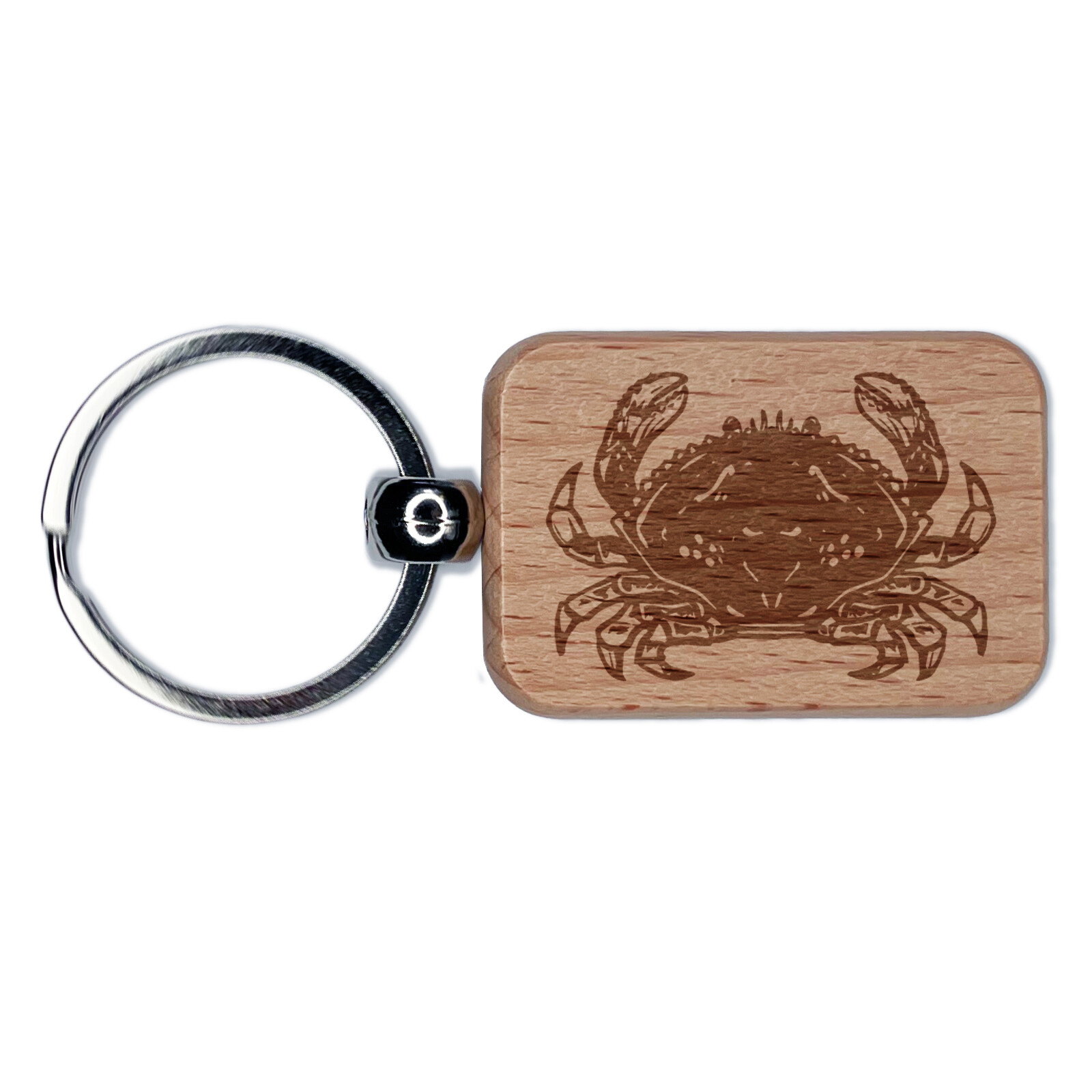 Dungeness Crab Seafood Crustacean Engraved Wood Rectangle Keychain Tag Charm
