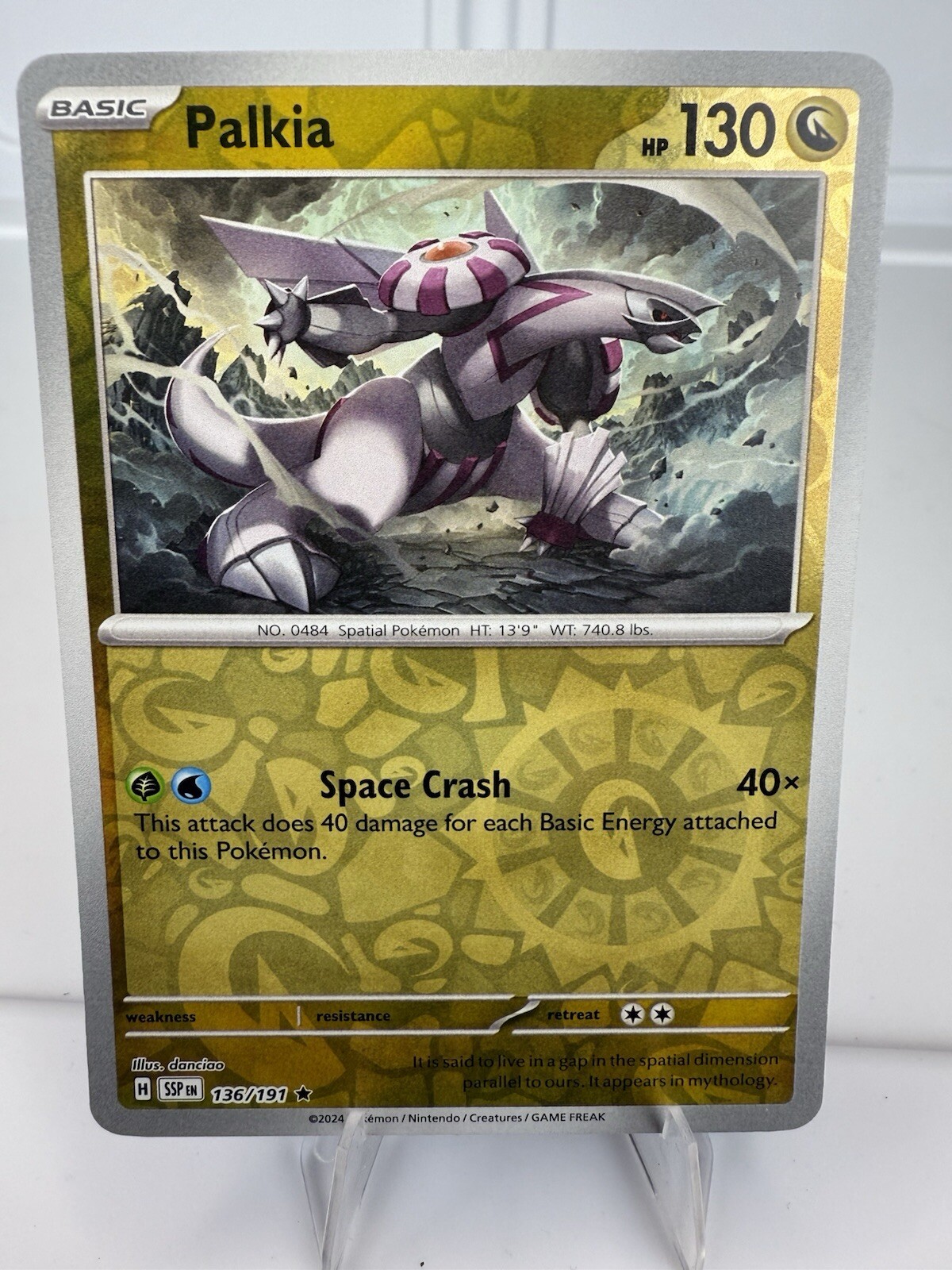 Pokémon TCG Palkia 136/191 Sv08: Surging Sparks Reverse Holo Rare NM