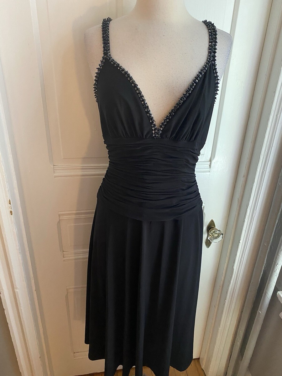 jones new york black dress FIT & FLARE BEADED TOP DRESS-RUCHED WAISTLINE-SIZE12! tiered skirt that flows gracefully with every step Jones New York Women's Floral