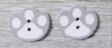 wood crafts paw print sewing buttons 2 holes 5/8 inch gray
