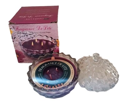 Candle-lite Scented Black Cherry Fragrance De-Lite Vintage Candle Covered Dish 