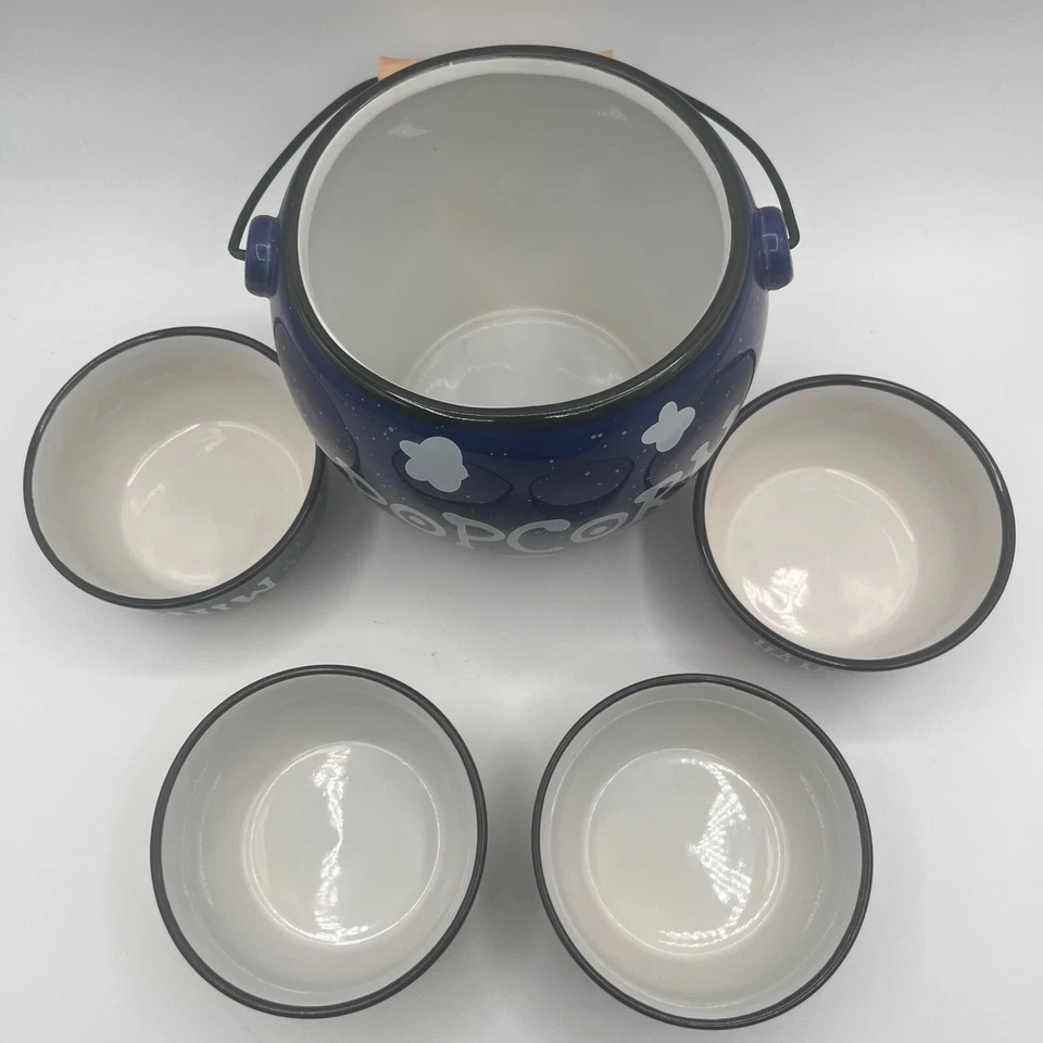 Juego de tazones de palomitas de maíz cubo de cerámica cuatro tazones para servir novedad noche de cine bocadillos Foto 2 de 4