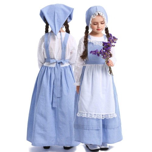 Girls Pioneer Olden Days Costume Pilgrim Frontier Colonial Victorian Book Week - Picture 7 of 9