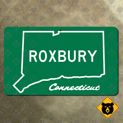 Connecticut Roxbury city limits sign highway boundary marker outline 22x13