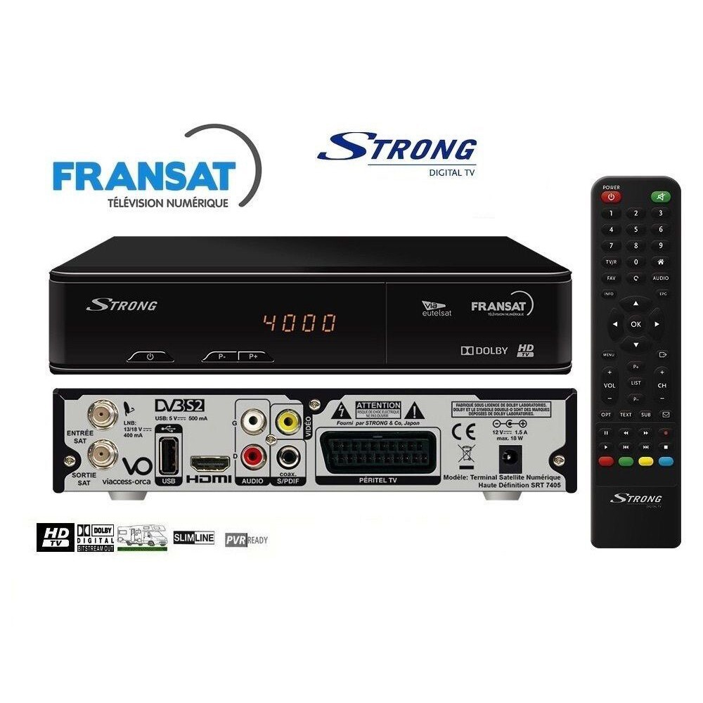 Récepteur satellite HD Strong SRT 7405 avec carte FRANSAT