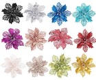 10x Glitter Poinsettia Christmas Flower Tree Hanging Party Festive Holiday Decor