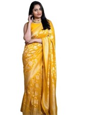 Banarasi Jacquard Soft Lichi Silk Saree with Unstitched Blouse Piece