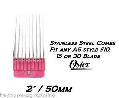 OSTER A5/A6 STAINLESS STEEL 2"/50mm GUIDE Clipper COMB*Fit #10 Andis,Wahl Blade
