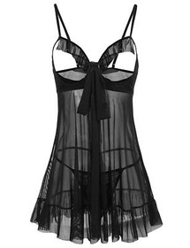 Women Lace Sexy-Lingerie Nightwear Babydoll Sleepwear Hollow Out Dress Plus Size