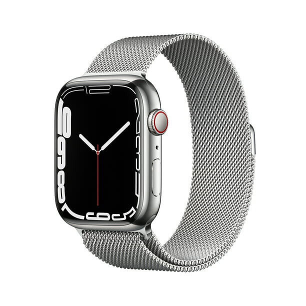 Refurbished Apple Watch Series 7 GPS + Cellular, 45mm Silver Stainless  Steel Case with Starlight Sport Band - Apple