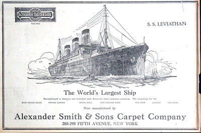 1923 Chicago Newspaper Page - Large Alexander Smith Carpet Co. S.S. Leviathan Ad