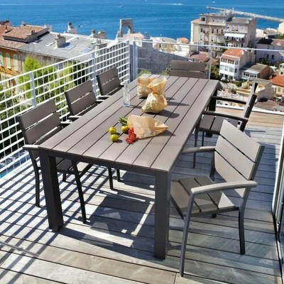 Tavolo Da Giardino 230 Cm 7 Sedie Maisons Du Monde In Alluminio Col Antracite Ebay