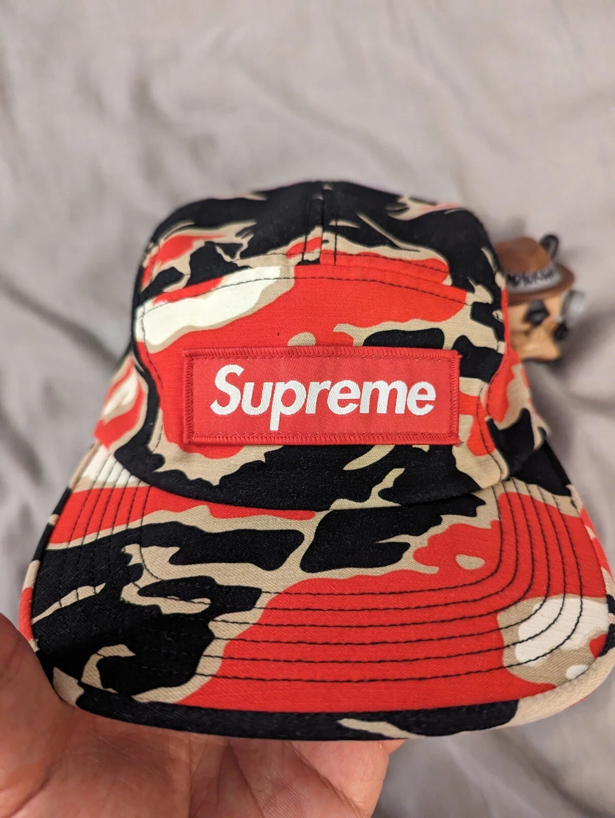 Rare chapeau Supreme Tiger Camo Red S/S 2016 casquette de camp 5 panneaux 