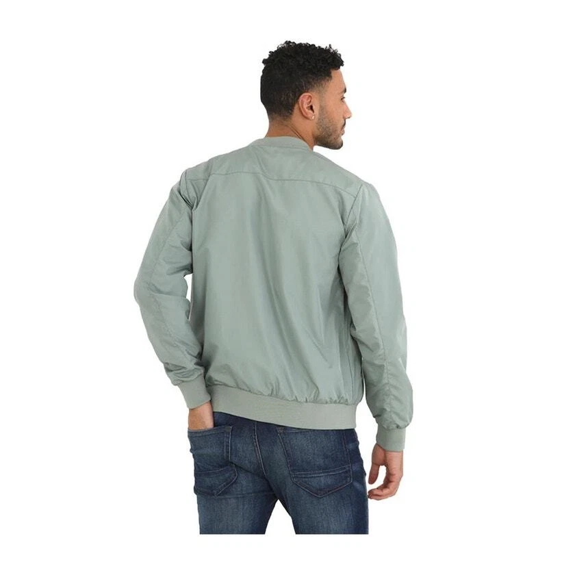 Brave Soul Green Mens Bomber XL Jacket Long Sleeve Zip Up Lightweight Coat - Image 2 of 4