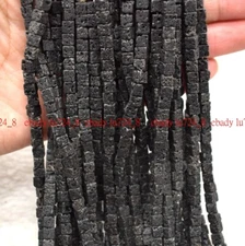 5x5mm Charming Exquisite Black Lava Rock Square Gemstone Loose Beads 15" Strand