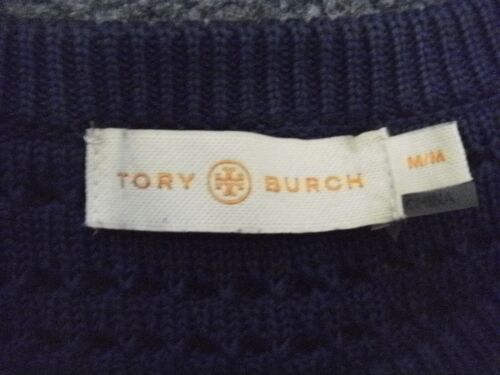 Tory Burch Pullover Pulli Damen M m m meerblau offen Strick Rundhals Langarm - Bild 2 von 9