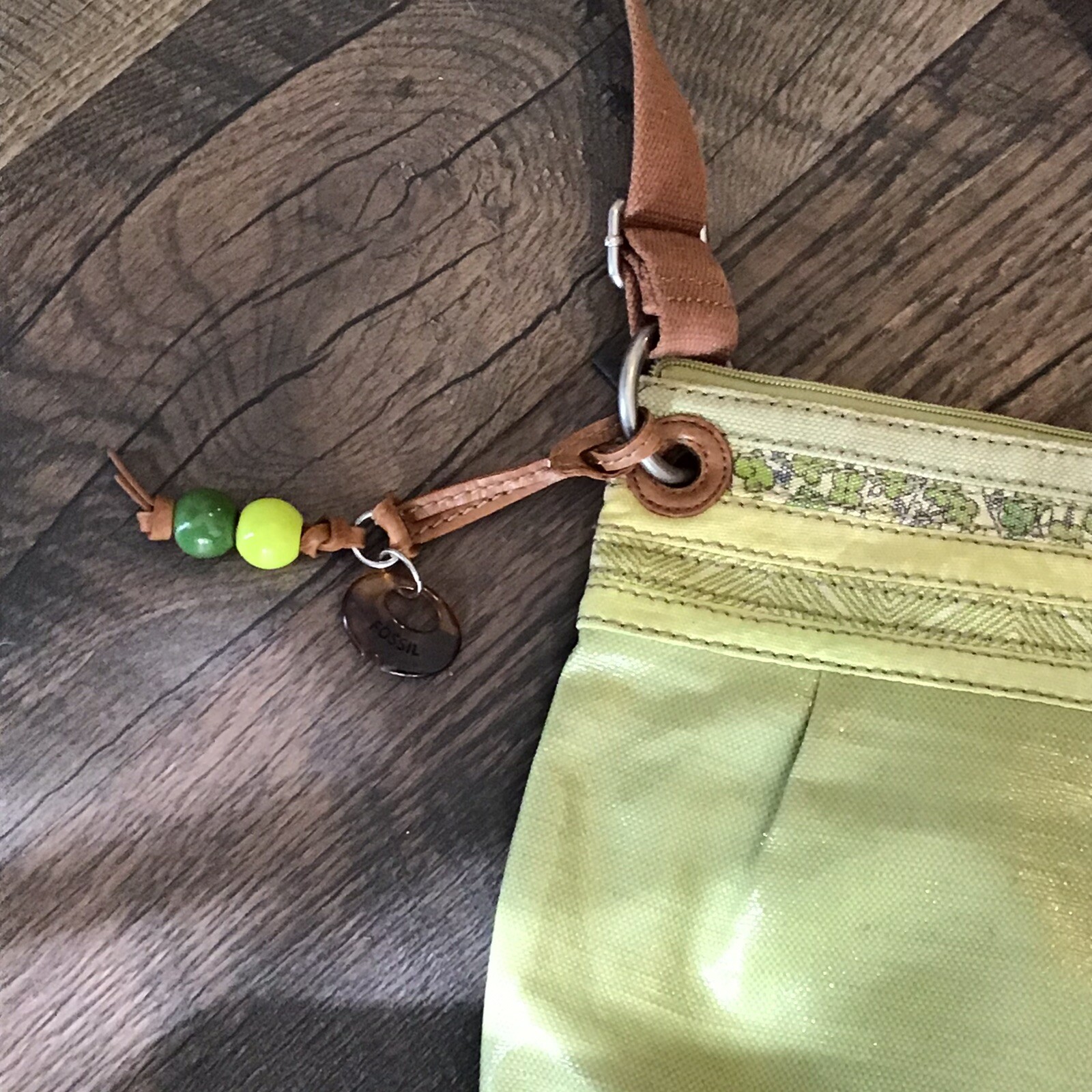 Fossil Key-Per Coated Canvas Green Crossbody Bag - image 2