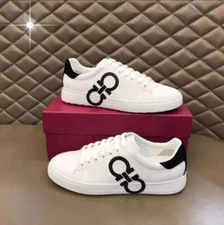 Salvatore Ferragamo Men's Black & White Casual Board Shoes