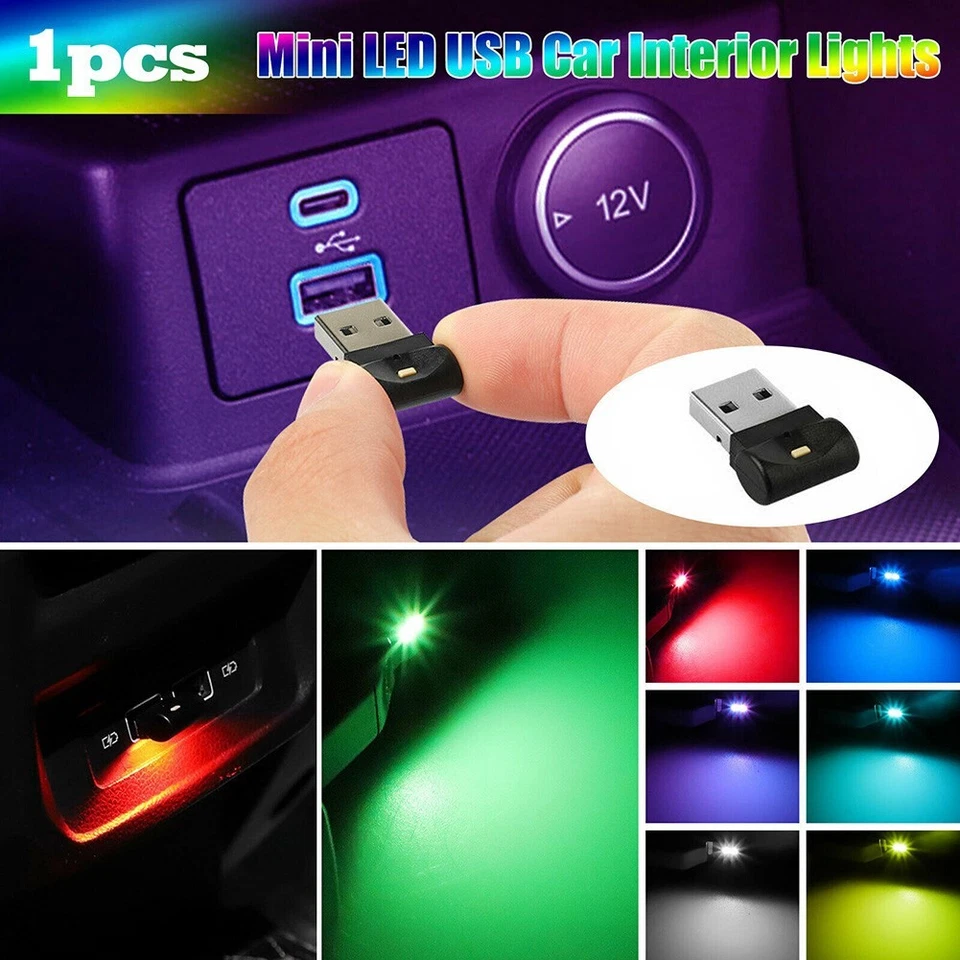 1x USB RGB LED Car Interior Light Touch Key Neon Atmosphere Ambient Lamps - Image 3 of 4