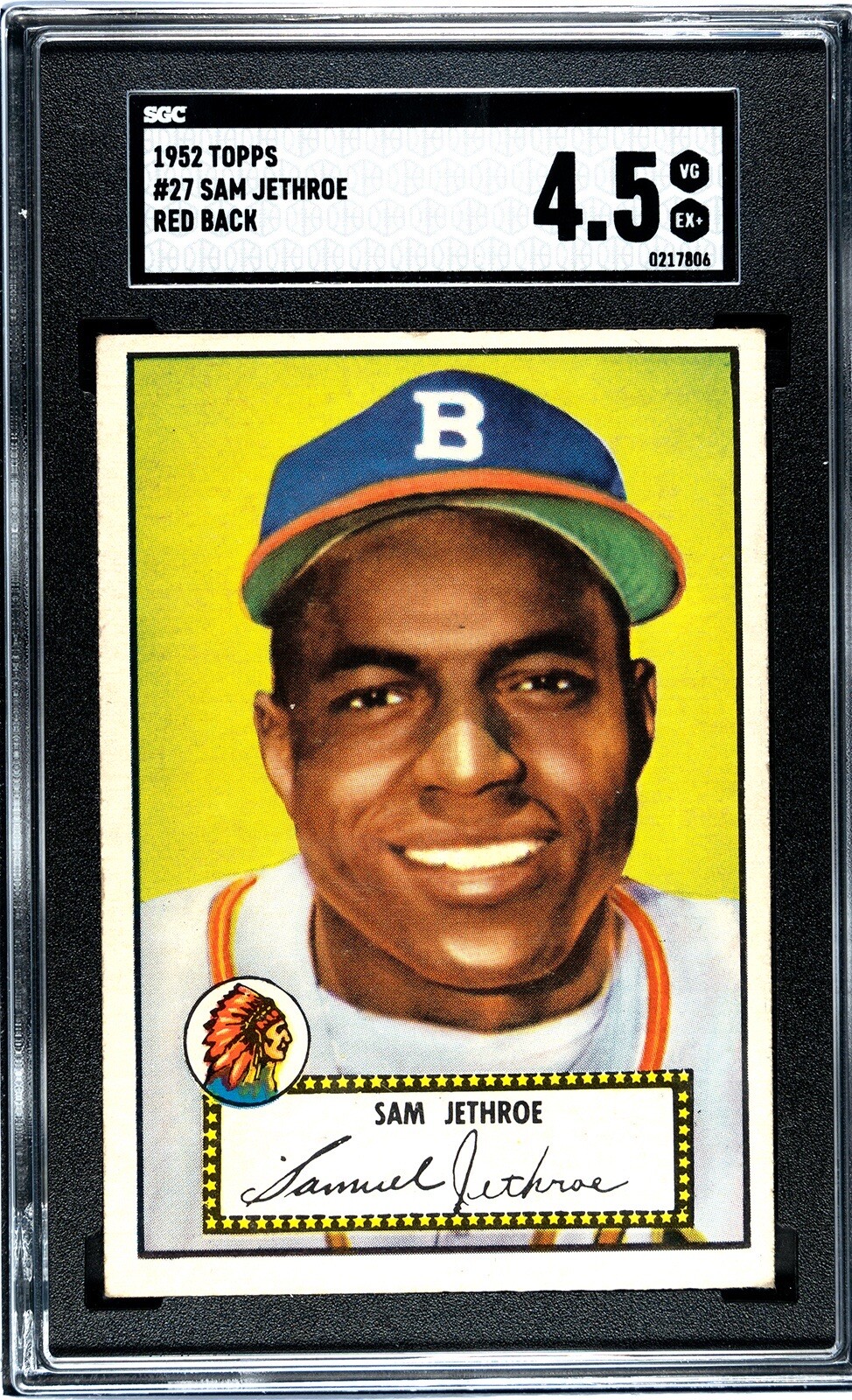 1952 Topps Sam Jethroe #27 (Red Back) SGC 4.5