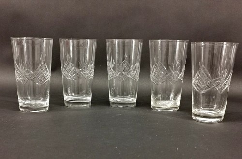 9135116 Set 5 bicchieri birra in cristallo molato a mano art deco