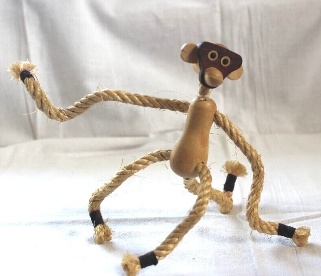 Vintage Kay Bojesen 1950's Zoo-Line Monkey Rope Arms/Legs Mid Century  Modern