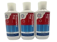 Bath & Body Works LOT 3 Firecracker Pop Body Wash Shower Gel 10 oz 3pk Aloe B5