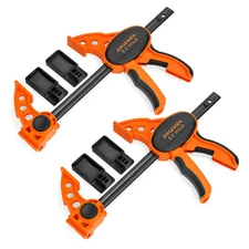 Jorgensen 2 PC Woodworking Clip Bar F-Clamp Grip Quick Ratchet Release Squeeze