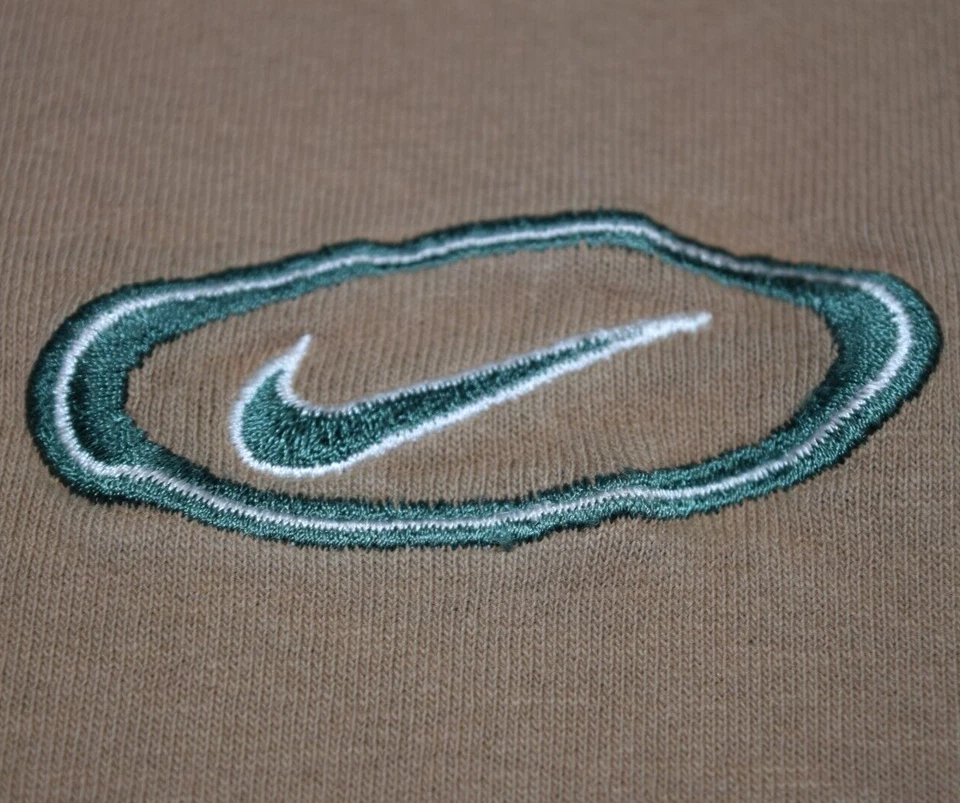 Camiseta De Colección Nike Talla L/XL Años 90 Bordada Orbital Swoosh Lite Marrón Hecha en EE. UU. Foto 2 de 4