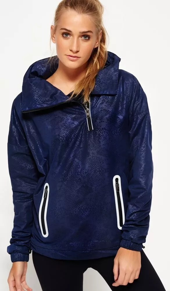 Women s SuperDry Gym Funnel Neck Shell Hooded Jacket Size Small G50003PN VGC