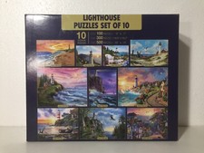 Lighthouse Puzzles Set of 10 100-500 Pieces Jigsaw - Open Box