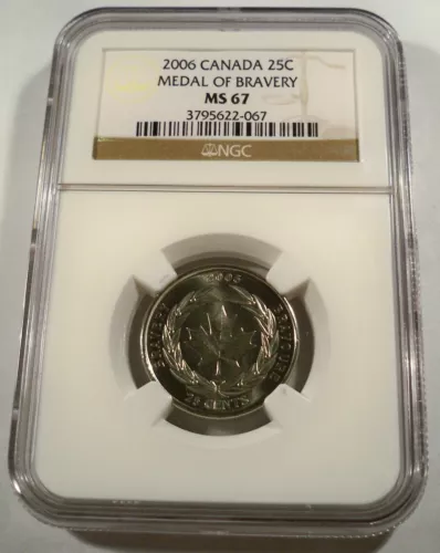 2006 CANADA 25c MEDAL OF BRAVERY NGC MS67 QUARTER