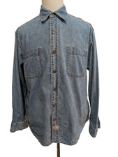 Chemise LEVI'S Jean Denim Bleu Clair Manches Longues Boutons Métal - Taille L