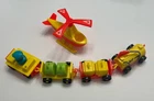 Vtg Fisher Price Little People Airport Jet Fuel Luggage Cart Helicopter 10 Piece