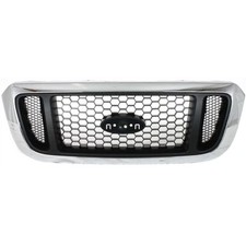Grille For 2004-2005 Ford Ranger Chrome Shell W Silver Insert Plastic