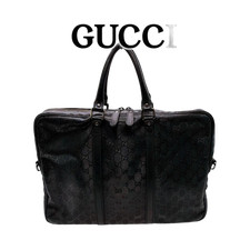 GUCCI GG Imprime Valigetta Borsa da lavoro in pelle PVC nera usata originale