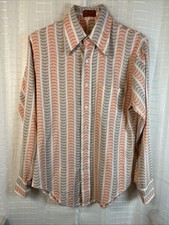 Vintage 1970s 417 Van Heusen Body Fit Mens Shirt 15.5 x 34 Med Orange Brown