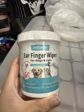 2 PK. EAR FINGER CLEANING COCONUT OIL WIPES FOR DOGS CATS 60 CT X 2 120 WIPES